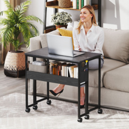 HOMCOM 80 cm Drop Leaf Writing Work Desk - Black - thumbnail 9