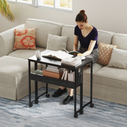 HOMCOM 80 cm Drop Leaf Writing Work Desk - Black - thumbnail 2