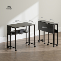HOMCOM 80 cm Drop Leaf Writing Work Desk - Black - thumbnail 3