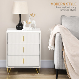 HOMCOM Set of 2 Elegant Chest of Three Drawers - White/Gold-Tone - thumbnail 4