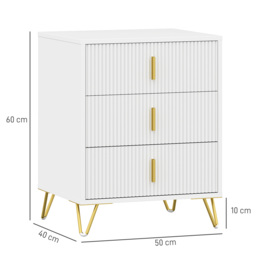 HOMCOM Set of 2 Elegant Chest of Three Drawers - White/Gold-Tone - thumbnail 3