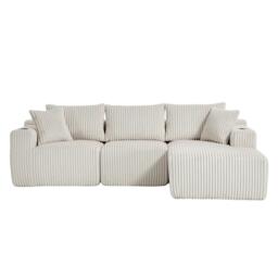 Modular L-Shaped Sectional Sofa with High-Resilience Foam, Plush Corduroy Chaise Lounge for 3 People, 257L x 160W x 80H cm, Beige - Aosom UK - thumbnail 2