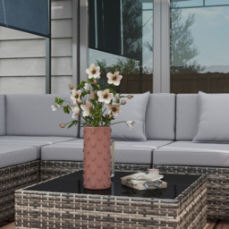 Outsunny 7 Pcs PE Rattan Garden Furniture Set w/ Thick Padded Cushion, Patio Corner Sofa Sets w/ Glass Coffee Table & Pillows, Mixed Grey - Aosom UK - thumbnail 8