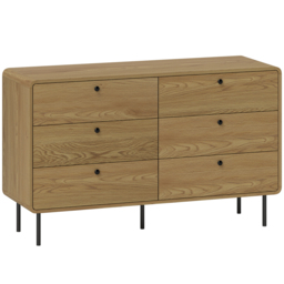 HOMCOM Chest of Drawers, 6 Drawer Dresser - Oak - thumbnail 1