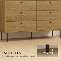 HOMCOM Chest of Drawers, 6 Drawer Dresser - Oak - thumbnail 6
