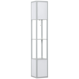 HOMCOM Modern Shelf Floor Lamp with Dual Ambient Light, Standing Lamp Living Room, Bedroom, 156cm, Grey - thumbnail 9