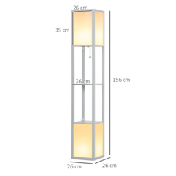 HOMCOM Modern Shelf Floor Lamp with Dual Ambient Light, Standing Lamp Living Room, Bedroom, 156cm, Grey - thumbnail 3