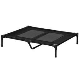 PawHut Large Elevated Dog Bed Cat Elevated Lifted Cooling Portable Camping Basket Outdoor Indoor Mesh Pet Cot Metal Frame, Black - Aosom UK - thumbnail 1