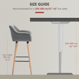 HOMCOM 2pcs Bar Chair, Wooden Counter Bar Stool with Linen Upholstery, Wood Legs, for Living Room Dining Room, Cat Scratch Anti, Grey - Aosom UK - thumbnail 7
