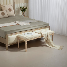 HOMCOM Vintage Wooden Bed End Bench - Cream White - thumbnail 2