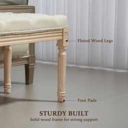 HOMCOM Vintage Wooden Bed End Bench - Cream White - thumbnail 5