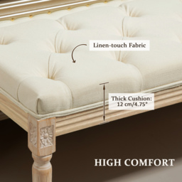 HOMCOM Vintage Wooden Bed End Bench - Cream White - thumbnail 6