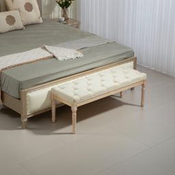 HOMCOM Vintage Wooden Bed End Bench - Cream White - thumbnail 7