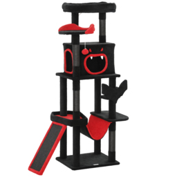 PawHut Gothic Cat Tree, 152 cm Multi-Level Cat Tower for Large Cats with Coffin Bed, Large Condo, for Halloween - thumbnail 1