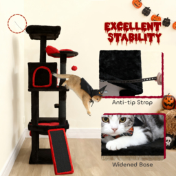 PawHut Gothic Cat Tree, 152 cm Multi-Level Cat Tower for Large Cats with Coffin Bed, Large Condo, for Halloween - thumbnail 7