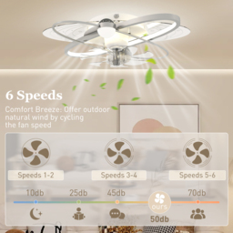 HOMCOM Ceiling Fan with Light and Remote, 3 Colour Temperatures, LED Mount Ceiling Fan Light for Bedroom, Silver Tone - thumbnail 6