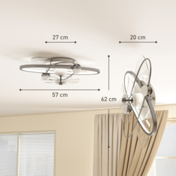 HOMCOM Ceiling Fan with Light and Remote, 3 Colour Temperatures, LED Mount Ceiling Fan Light for Bedroom, Silver Tone - thumbnail 3