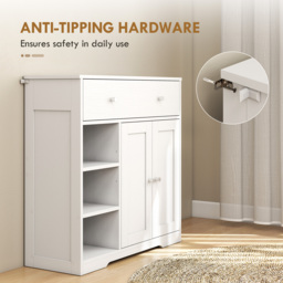 HOMCOM Bathroom Floor Cabinet, Freestanding Bathroom Cabinet with Drawer, Door, Open Shelves, White - thumbnail 5