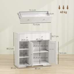 HOMCOM Bathroom Floor Cabinet, Freestanding Bathroom Cabinet with Drawer, Door, Open Shelves, White - thumbnail 3