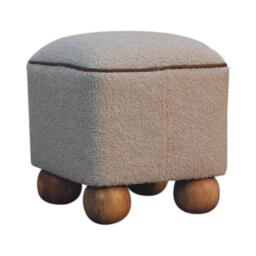 Solid Mango Wood Footstool with High-resilience Cushioning and Drawer, Upholstered Top Seat with Ball Feet, 38L x 38W x 40H cm, Brown - Aosom UK - thumbnail 8
