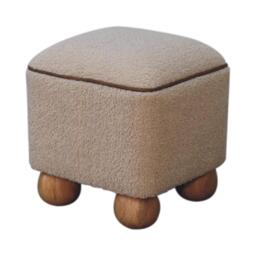 Solid Mango Wood Footstool with High-resilience Cushioning and Drawer, Upholstered Top Seat with Ball Feet, 38L x 38W x 40H cm, Brown - Aosom UK - thumbnail 9