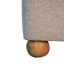 Solid Mango Wood Footstool with High-resilience Cushioning and Drawer, Upholstered Top Seat with Ball Feet, 38L x 38W x 40H cm, Brown - Aosom UK - thumbnail 5
