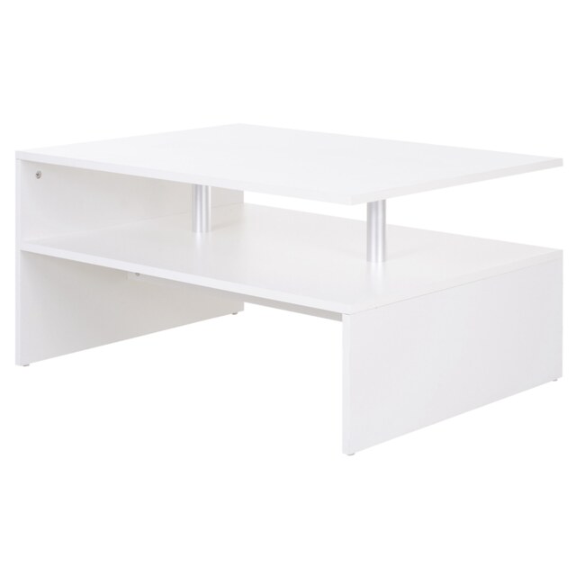 HOMCOM 2-Tier Coffee Table, Modern Rectangular Design Side/End Table with Open Shelf, for Living Room Entryway Hallway, White. - Aosom UK - image 1