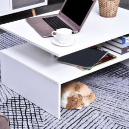 HOMCOM 2-Tier Coffee Table, Modern Rectangular Design Side/End Table with Open Shelf, for Living Room Entryway Hallway, White. - Aosom UK - thumbnail 8