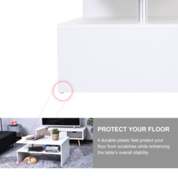 HOMCOM 2-Tier Coffee Table, Modern Rectangular Design Side/End Table with Open Shelf, for Living Room Entryway Hallway, White. - Aosom UK - thumbnail 6
