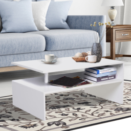 HOMCOM 2-Tier Coffee Table, Modern Rectangular Design Side/End Table with Open Shelf, for Living Room Entryway Hallway, White. - Aosom UK - thumbnail 7
