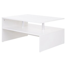 HOMCOM 2-Tier Coffee Table, Modern Rectangular Design Side/End Table with Open Shelf, for Living Room Entryway Hallway, White. - Aosom UK - thumbnail 1