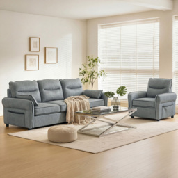 HOMCOM Accent Chair, Faux Leather Armchair - Grey - thumbnail 8
