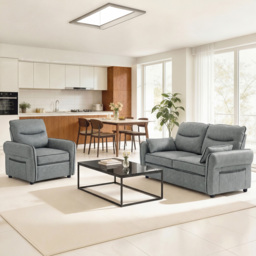 HOMCOM Accent Chair, Faux Leather Armchair - Grey - thumbnail 6