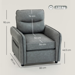 HOMCOM Accent Chair, Faux Leather Armchair - Grey - thumbnail 3