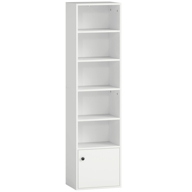 HOMCOM 6-Tier 156 cm Tall Bookcase - White - image 1