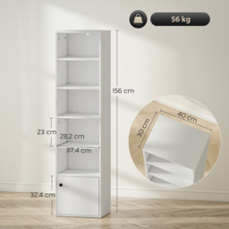 HOMCOM 6-Tier 156 cm Tall Bookcase - White - thumbnail 3