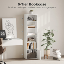 HOMCOM 6-Tier 156 cm Tall Bookcase - White - thumbnail 4