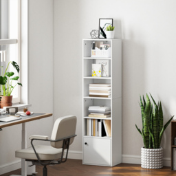 HOMCOM 6-Tier 156 cm Tall Bookcase - White - thumbnail 2