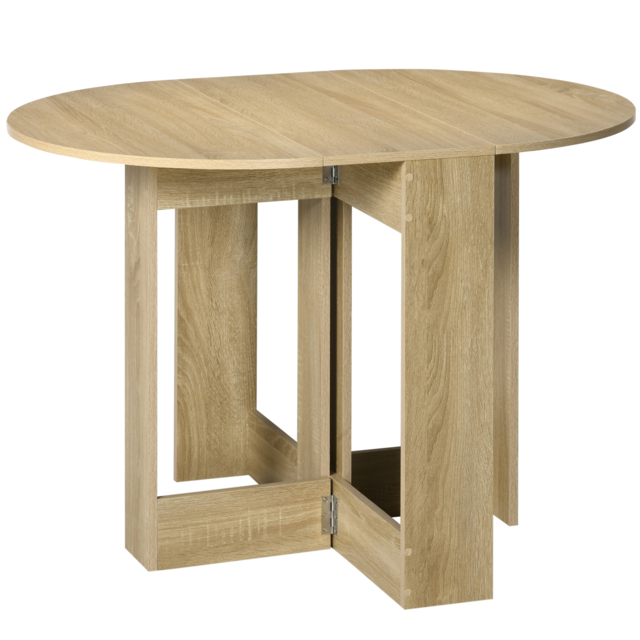 HOMCOM 2 Drop Leaf Dining Table, Folding Dining Table for Small Space, Kitchen, Dining Room, Oak - Aosom UK - image 1