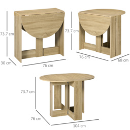 HOMCOM 2 Drop Leaf Dining Table, Folding Dining Table for Small Space, Kitchen, Dining Room, Oak - Aosom UK - thumbnail 3