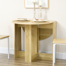 HOMCOM 2 Drop Leaf Dining Table, Folding Dining Table for Small Space, Kitchen, Dining Room, Oak - Aosom UK - thumbnail 7
