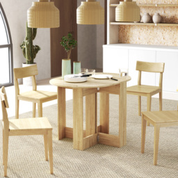 HOMCOM 2 Drop Leaf Dining Table, Folding Dining Table for Small Space, Kitchen, Dining Room, Oak - Aosom UK - thumbnail 2