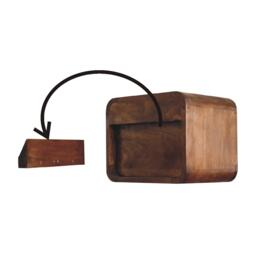 Solid Wood Mini Curve Floating Bedside with Drawer and Open Slot, Bedside Table with Robust Steel Frame, 25L x 30W x 25H cm, Brown - Aosom UK - thumbnail 4