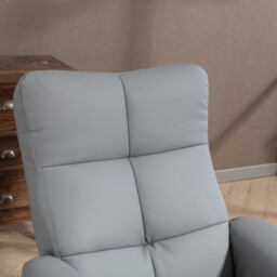 HOMCOM PU Leather Swivel Recliner Chair with Footstool, Wooden Base and Storage, Light Grey - Aosom UK - thumbnail 8