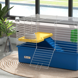 PawHut Chinchillas Small Rabbit Guinea Pig Small Animal Cage, Pet Playhouse, with Platform, Ramp, 71 x 46 x 47cm, Blue - Aosom UK - thumbnail 9
