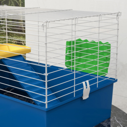PawHut Chinchillas Small Rabbit Guinea Pig Small Animal Cage, Pet Playhouse, with Platform, Ramp, 71 x 46 x 47cm, Blue - Aosom UK - thumbnail 8