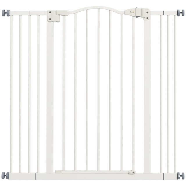 PawHut Metal Pet Safety Gate Dog Gate Folding Fence, White - Aosom UK - image 1