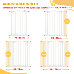 PawHut Metal Pet Safety Gate Dog Gate Folding Fence, White - Aosom UK - thumbnail 4