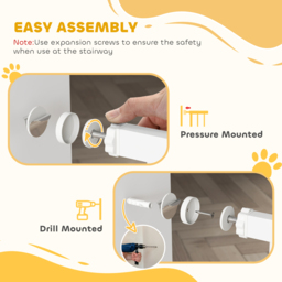PawHut Metal Pet Safety Gate Dog Gate Folding Fence, White - Aosom UK - thumbnail 7