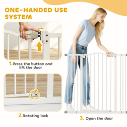 PawHut Metal Pet Safety Gate Dog Gate Folding Fence, White - Aosom UK - thumbnail 6